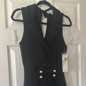 Almost Famous Black Jumpsuit with Gold Accents